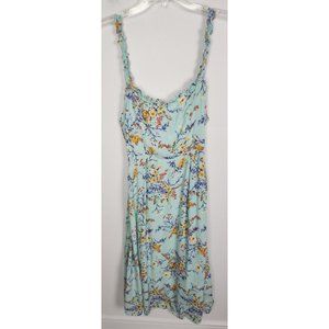 Lulus Women's Sz. M Teal Floral Open Back Midi Summer Dress